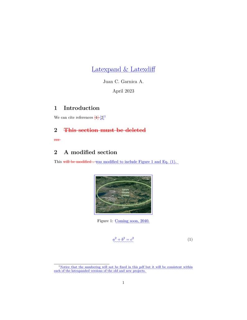 Article correction and tex file comparison with Latexpand and Latexdiff