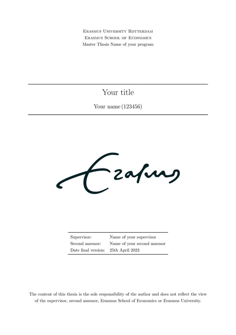 MSc thesis template Erasmus School of Economics