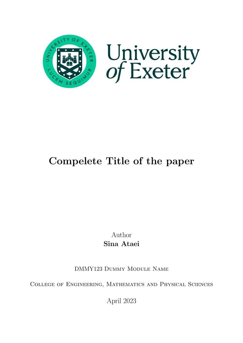 University of Exeter Essay Template