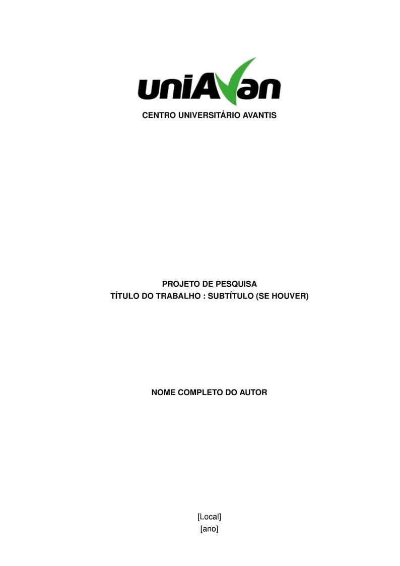 UNIAVAN - Template para Projetos de Pesquisa