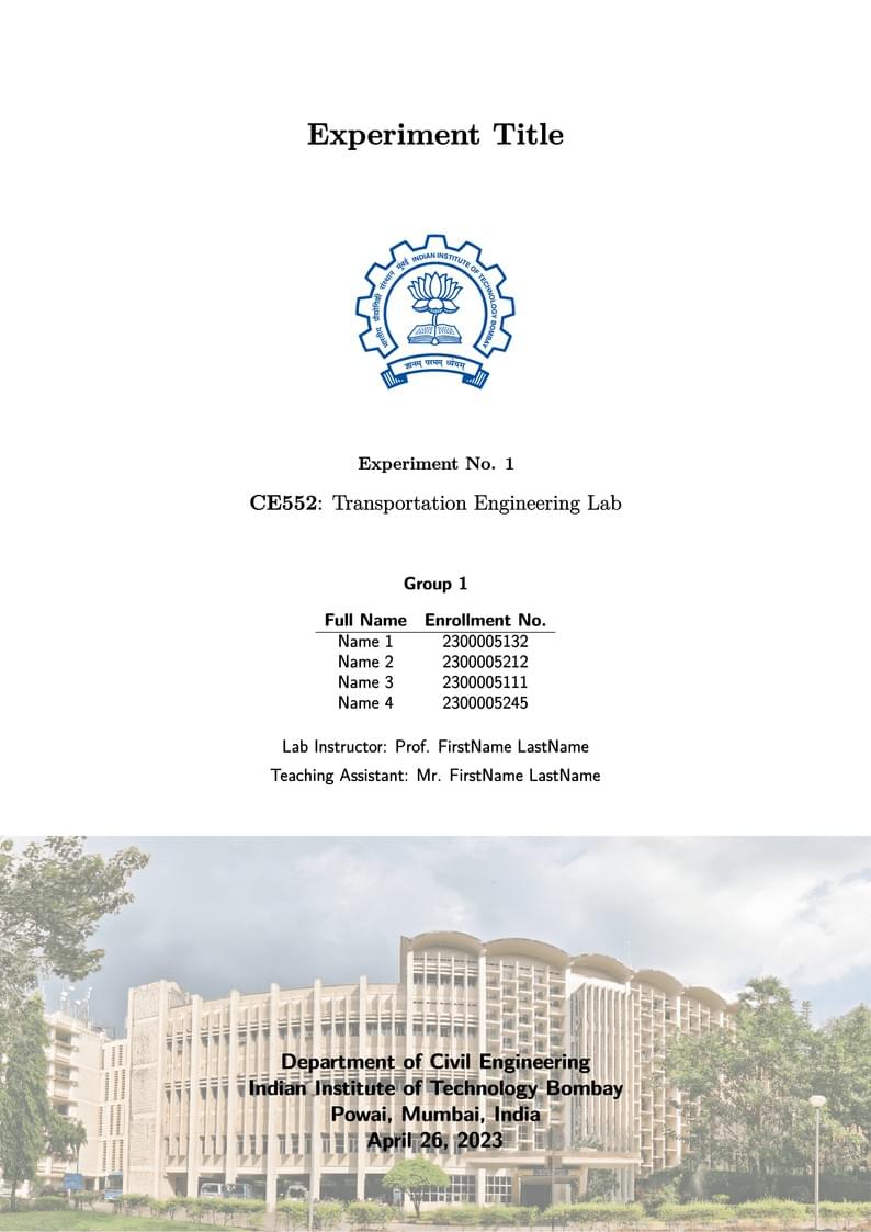 IIT Bombay Unofficial LaTeX Lab Report Template