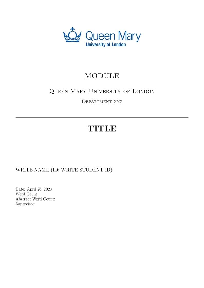 QMUL Dissertation Template