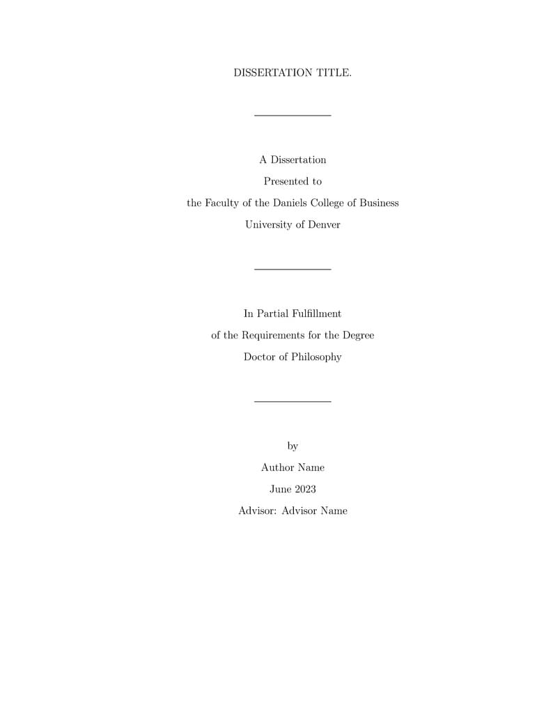 University of Denver Dissertation Template