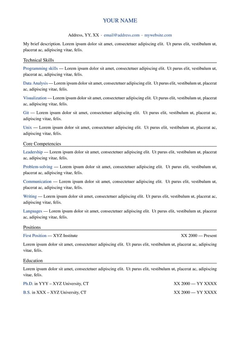 Minimal CV Template