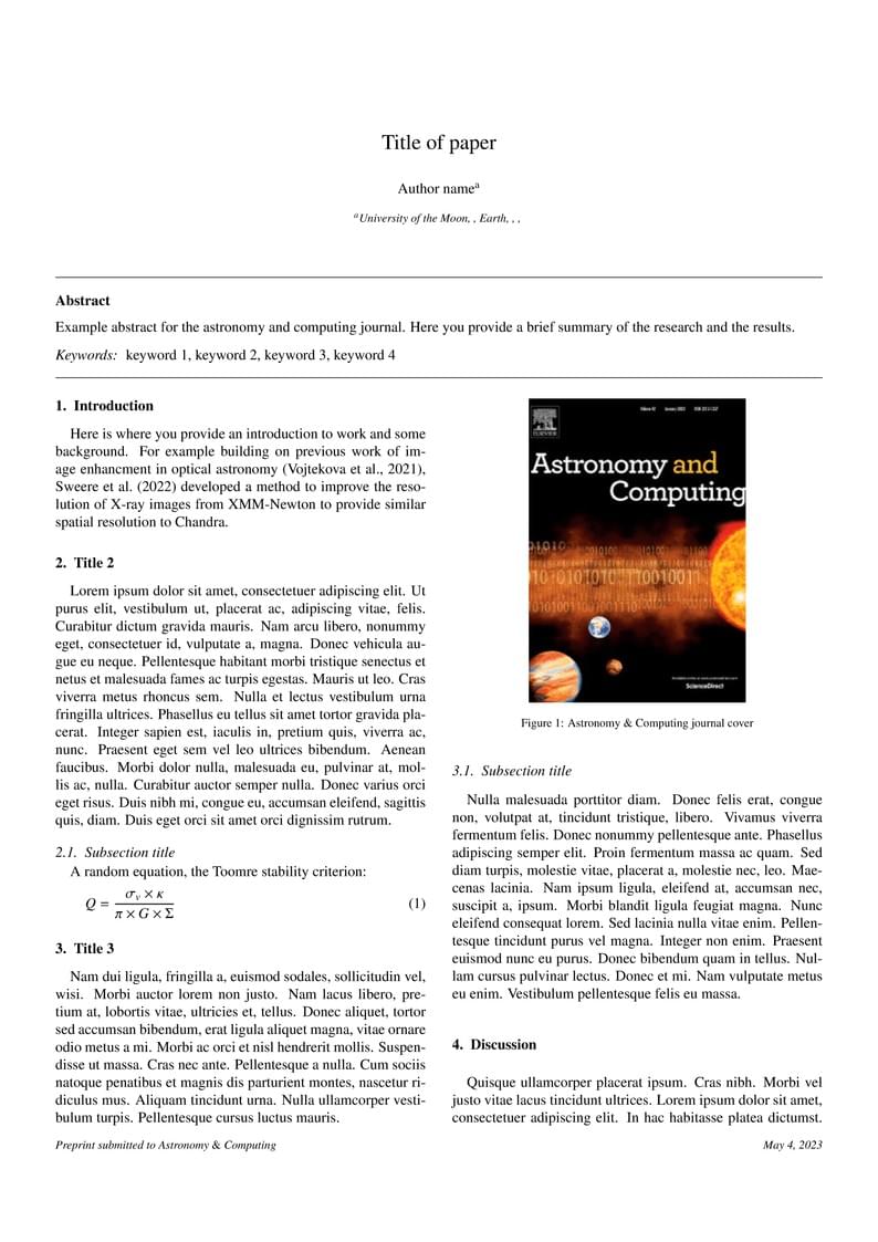Elsevier Astronomy & Computing journal template