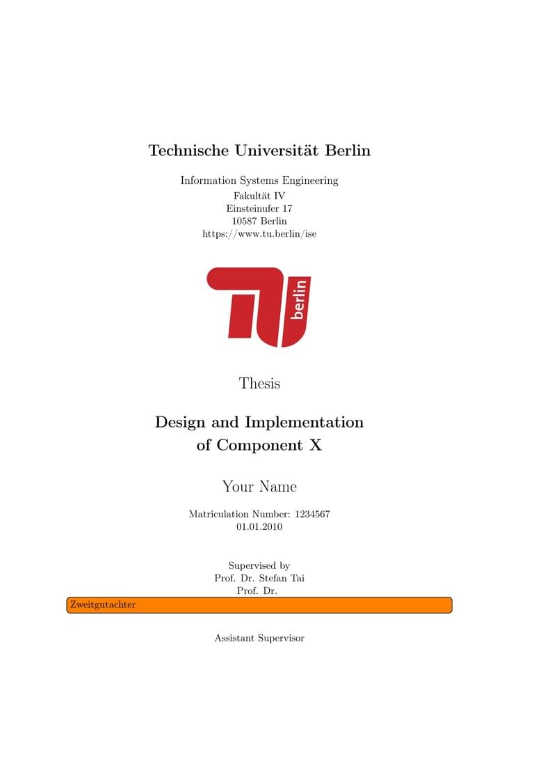 Thesis Template ISE TU Berlin