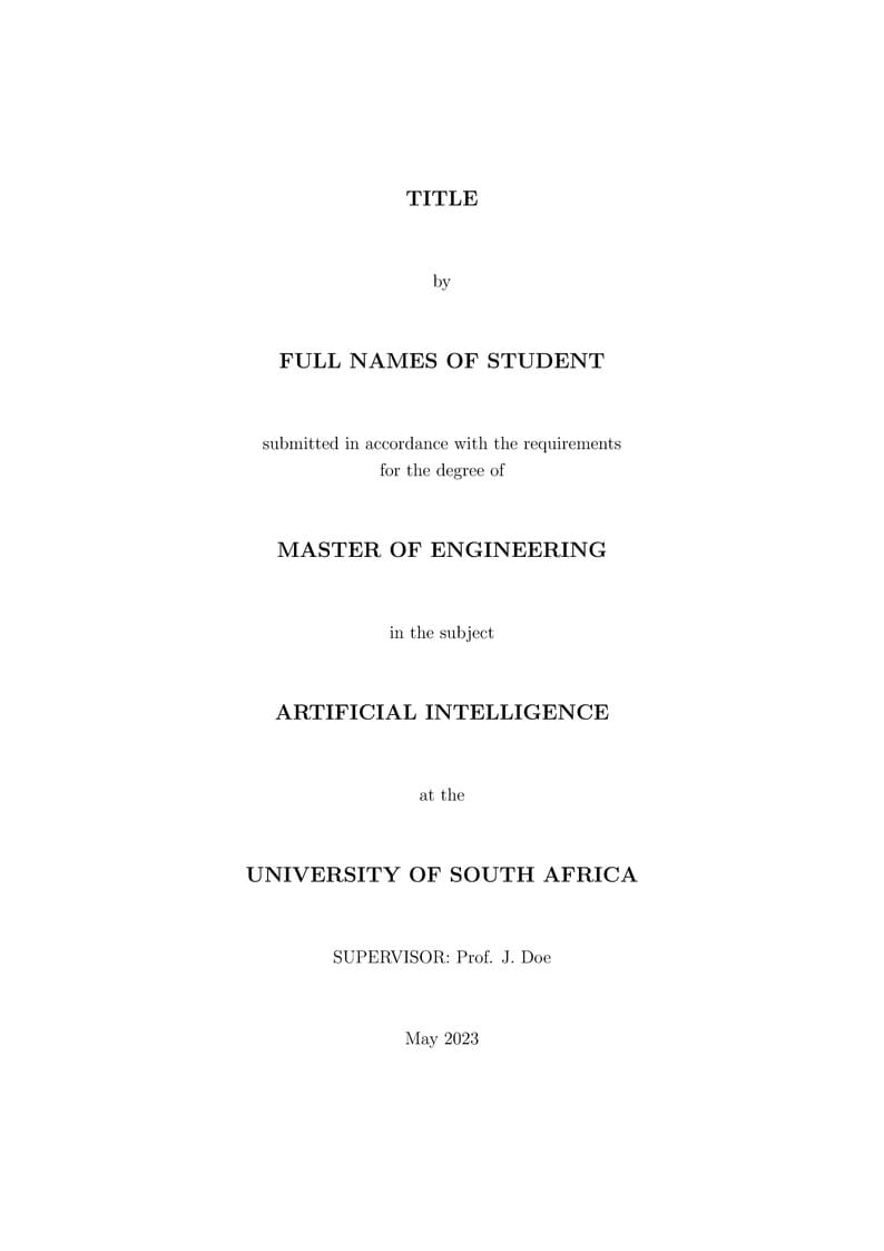 University of South Africa Masters Dissertation