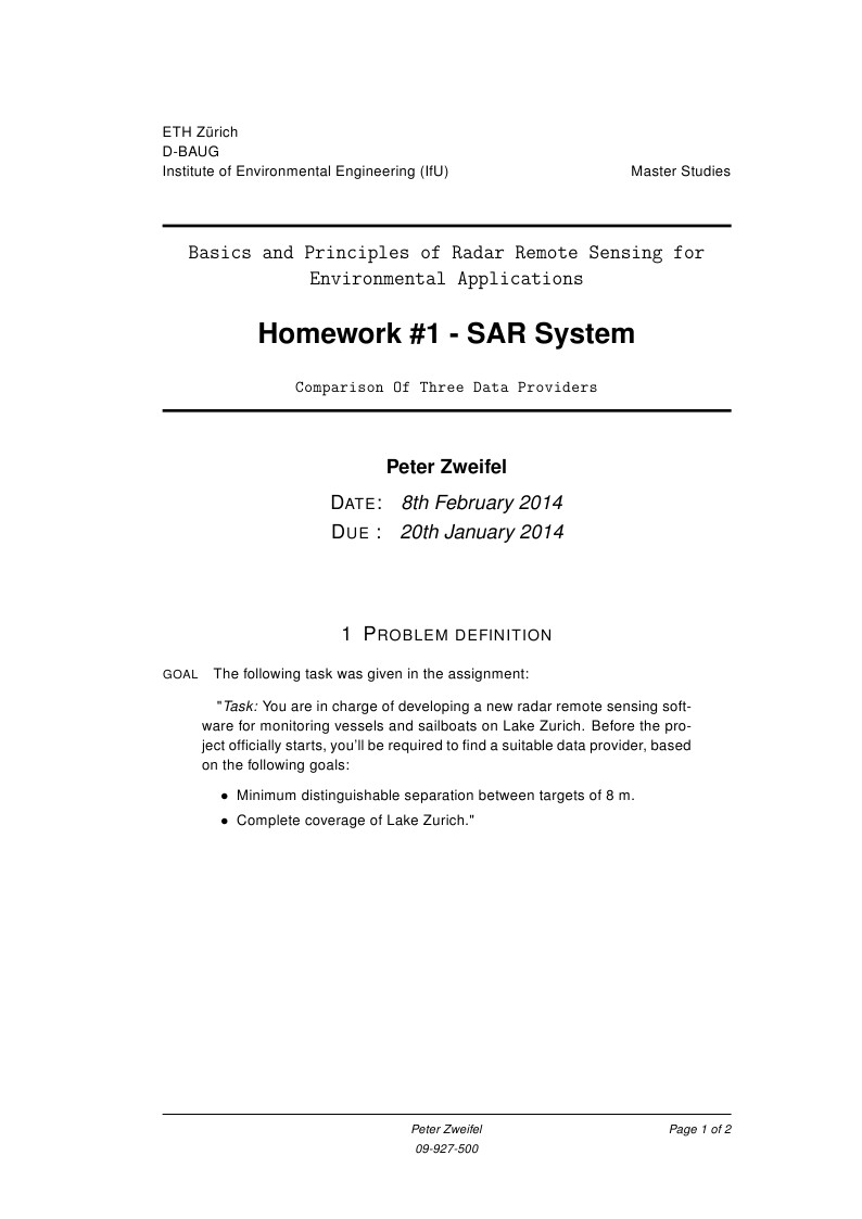 ETH - Technical University Homework