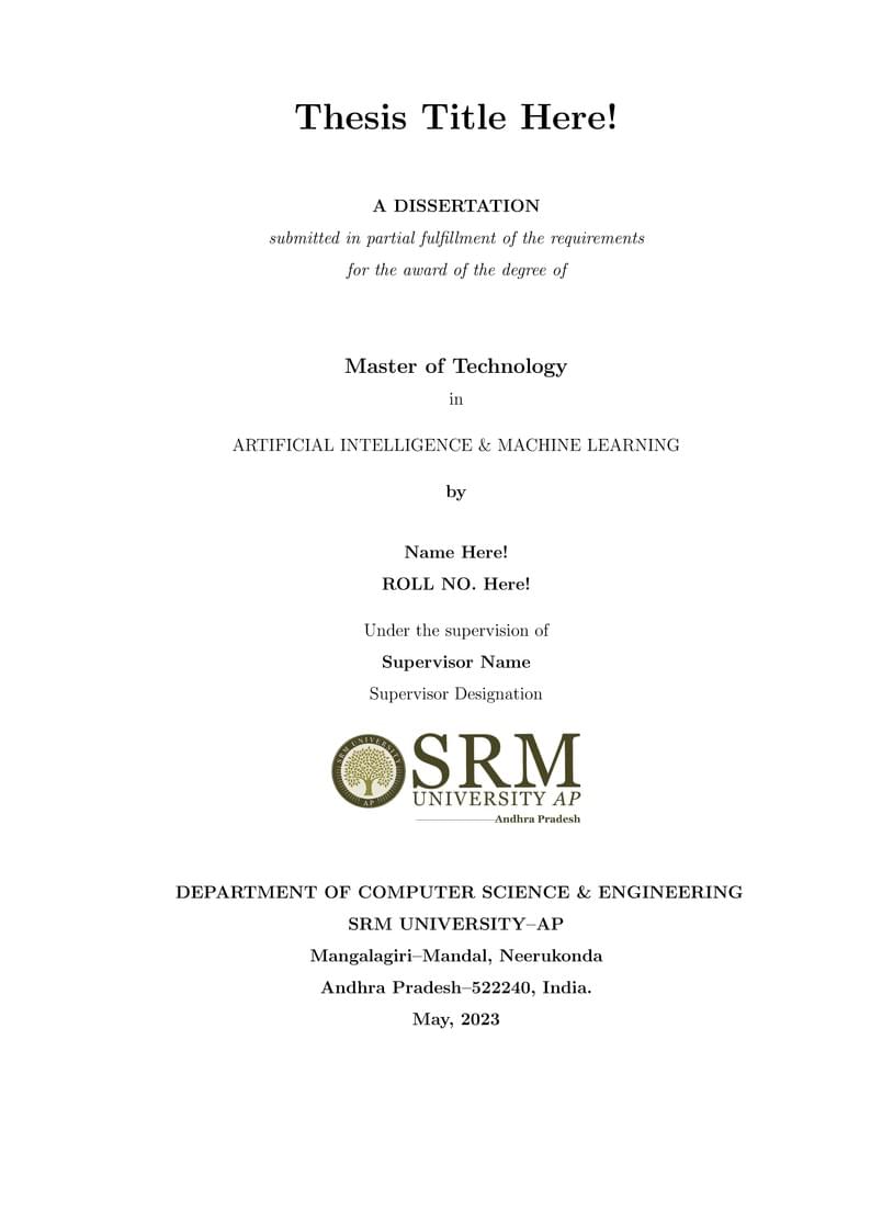 SRM University-AP M.Tech Thesis Template