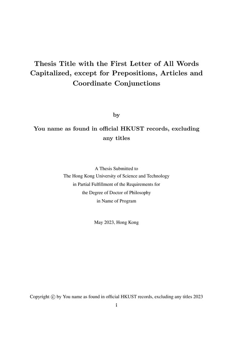 HKUST Thesis