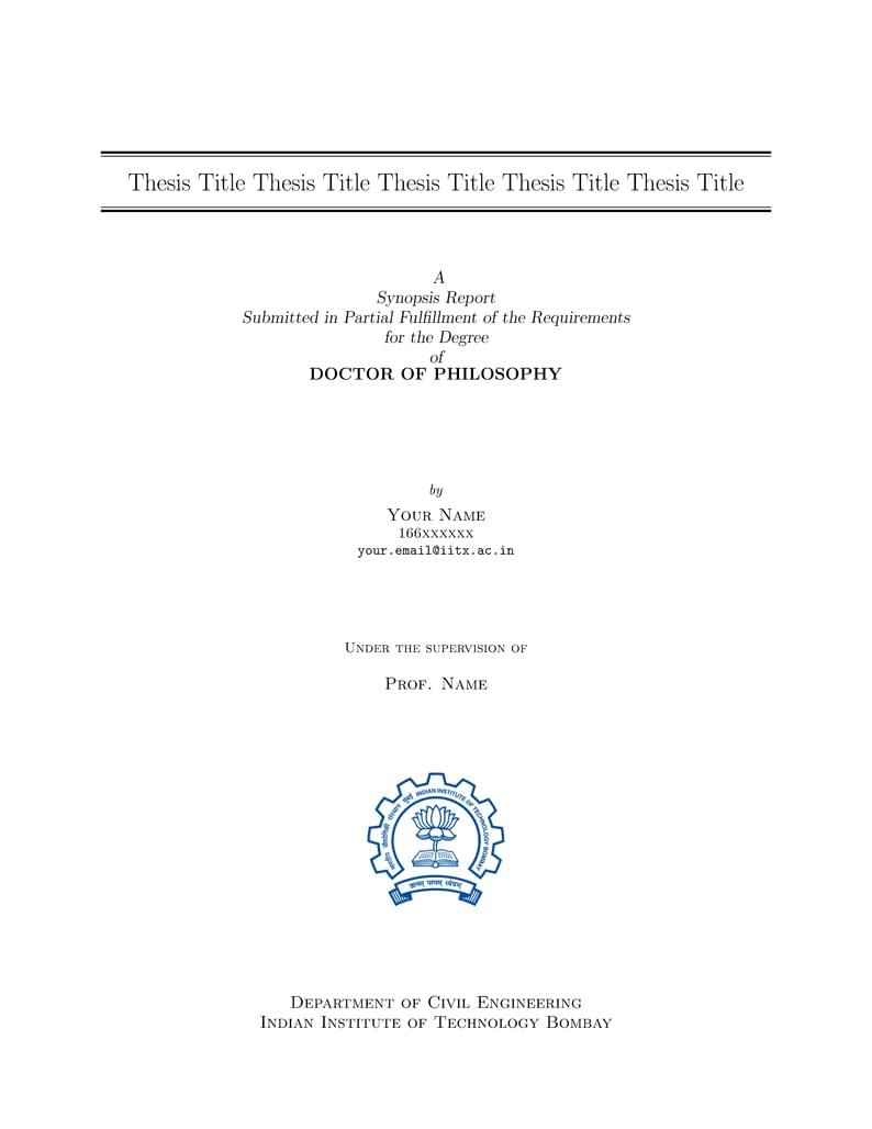 IIT Bombay Unofficial LaTeX Ph.D. Synopsis Report Template