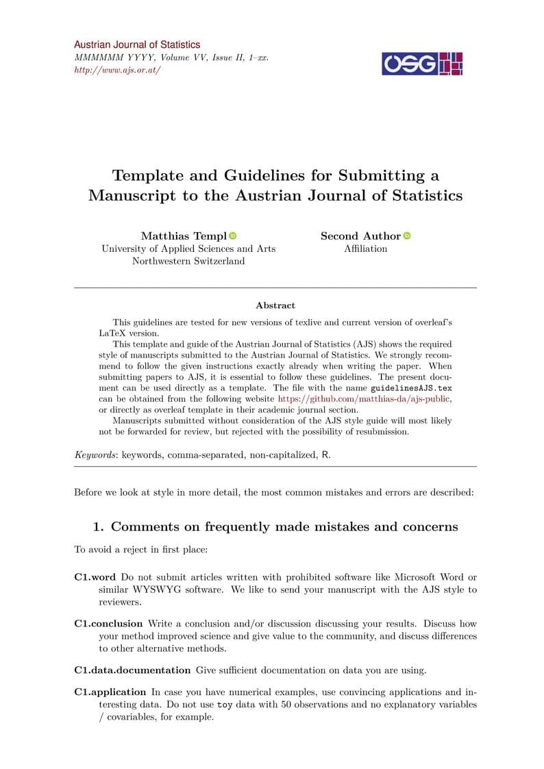 Austrian Journal of Statistics Template