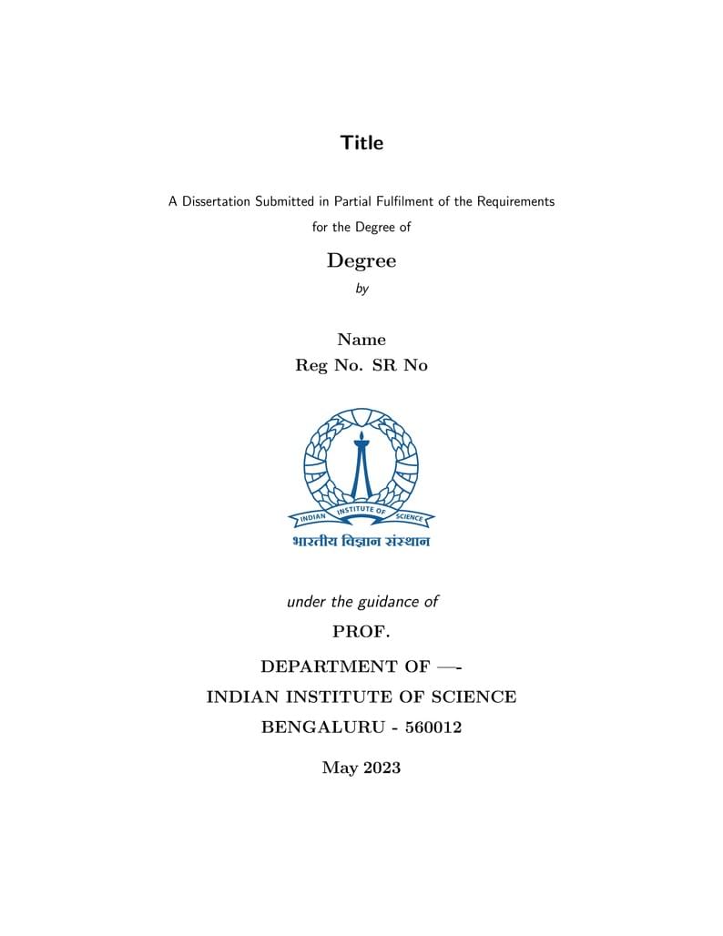 Thesis Template for IISc graduates (BS/MS/PhD)