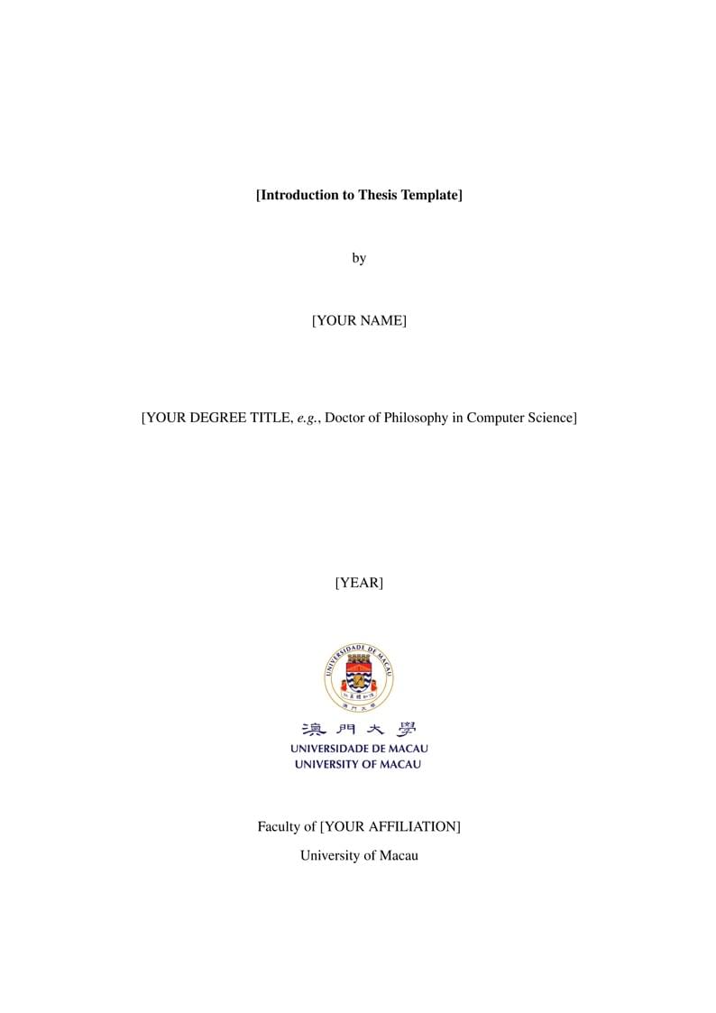 Thesis Template (UM, University of Macau)