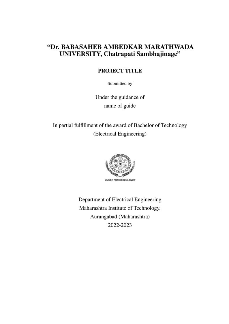 Maharashtra Institute of Technology, Project Report Template