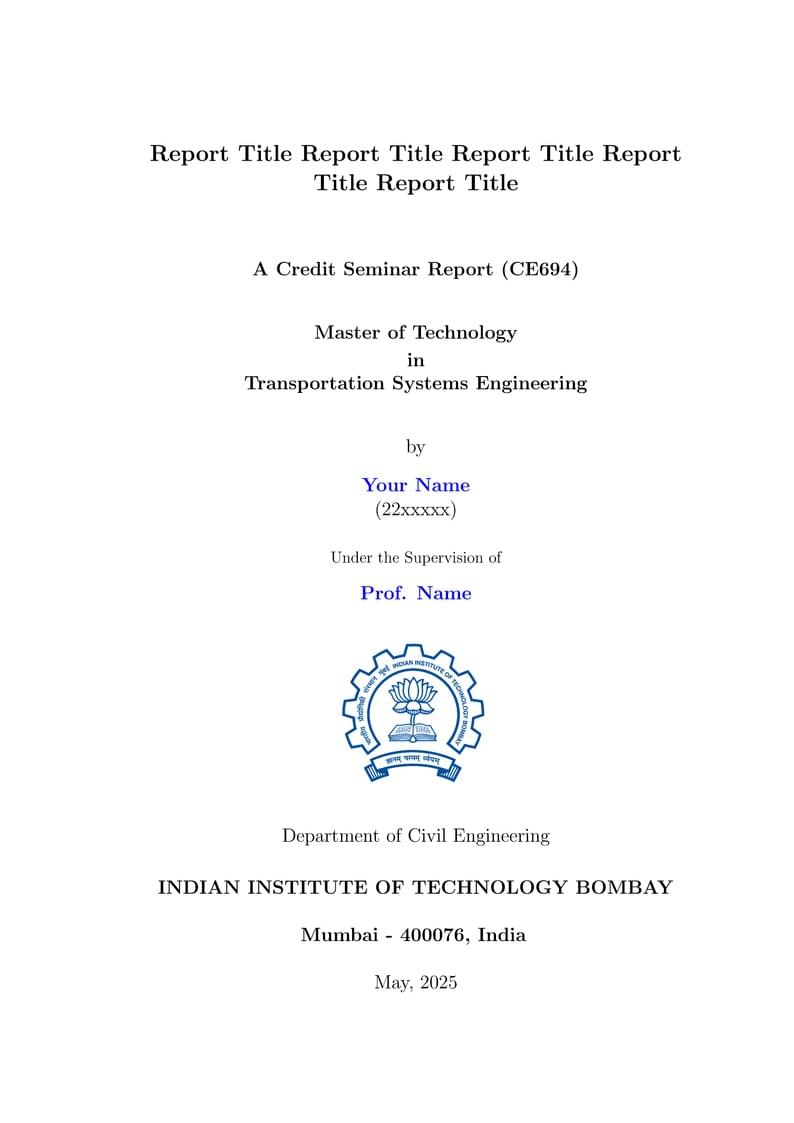IIT Bombay Unofficial LaTeX Credit Seminar Report Template