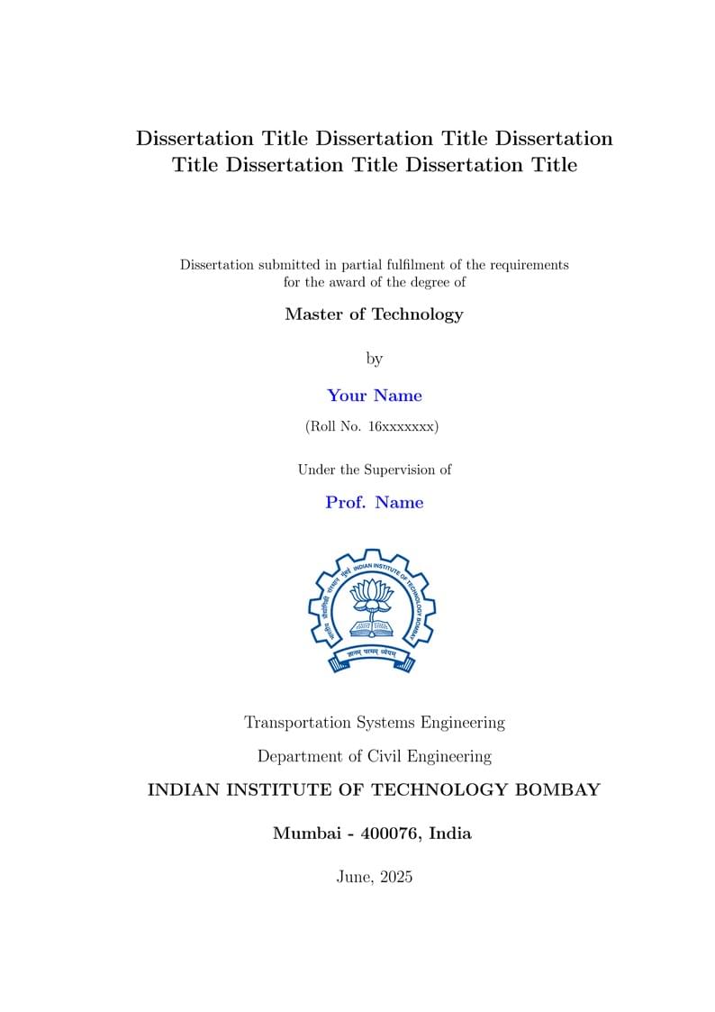 IIT Bombay Unofficial LaTeX M.Tech Dissertation Template