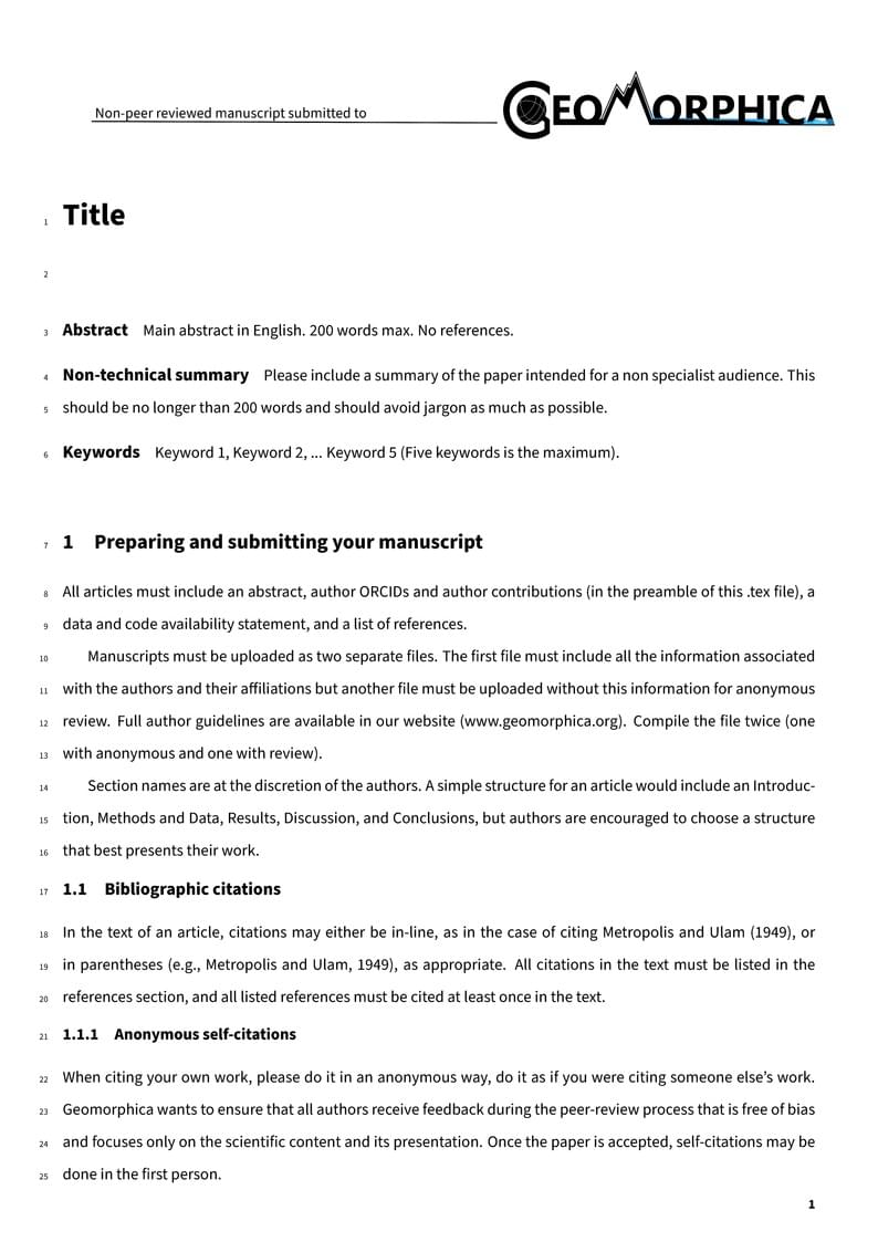 Geomorphica LaTeX Template