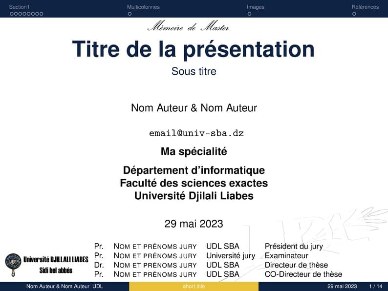 Beamer Université Djilali Liabes Sidi bel abbes