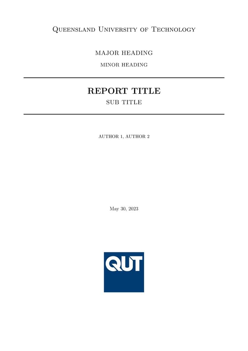 QUT Student Report Template