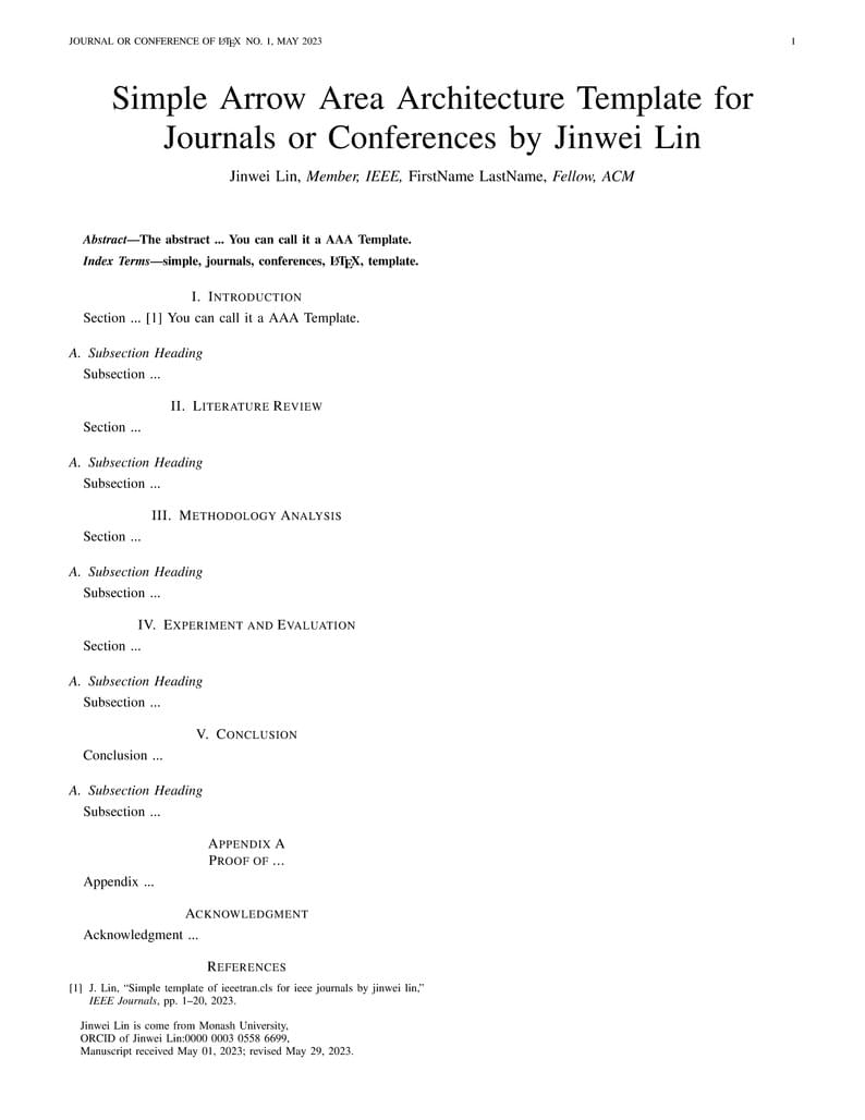 Simple AAA Template for Journals or Conferences by Jinwei Lin