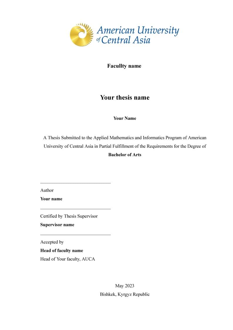 Senior Thesis American University of Central Asia