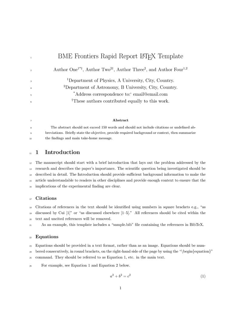 BME Frontiers rapid report template