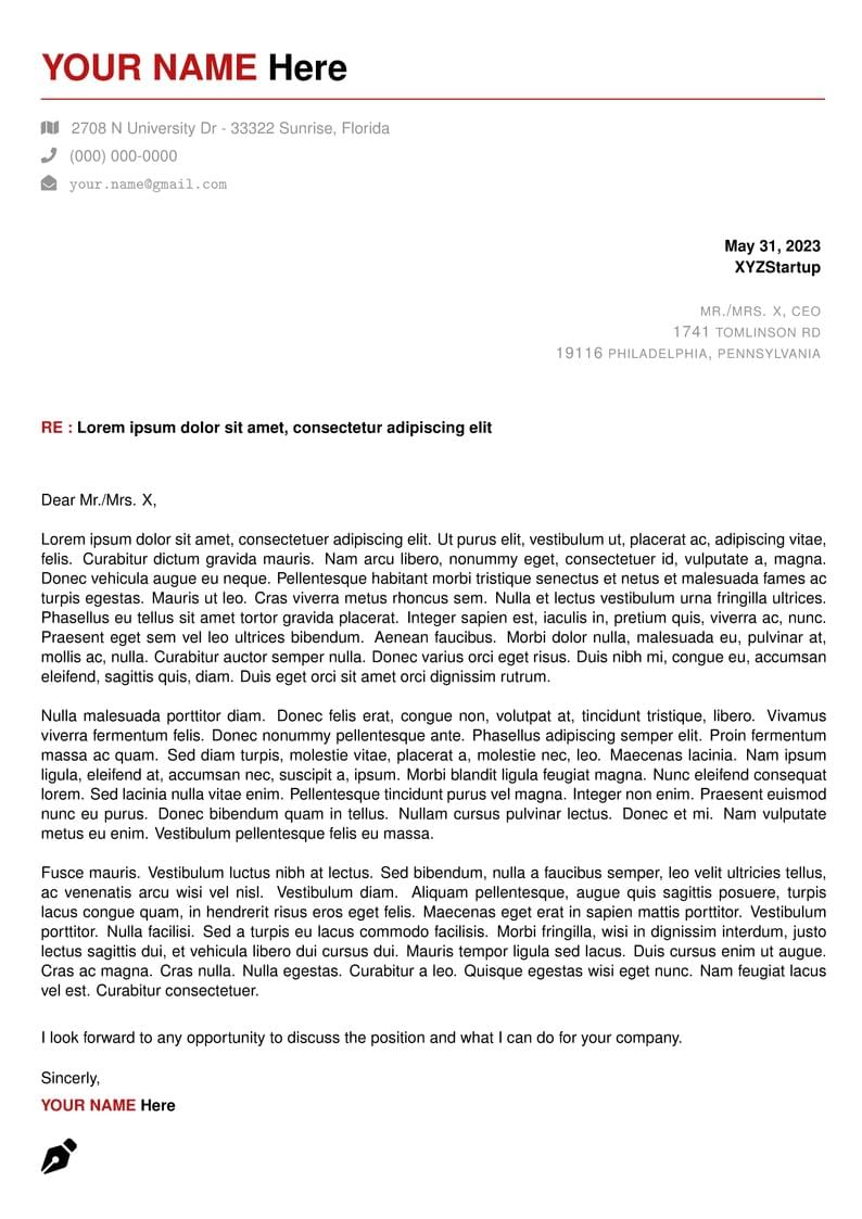 TeX Cover Letter
