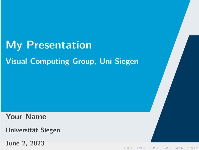 Beamer template for Visual Computing Group Universität Siegen