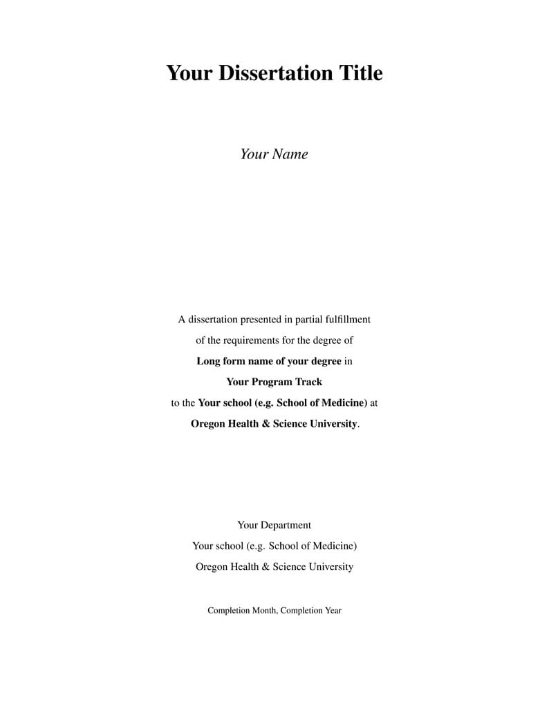 Oregon Health & Science University (OHSU) dissertation template