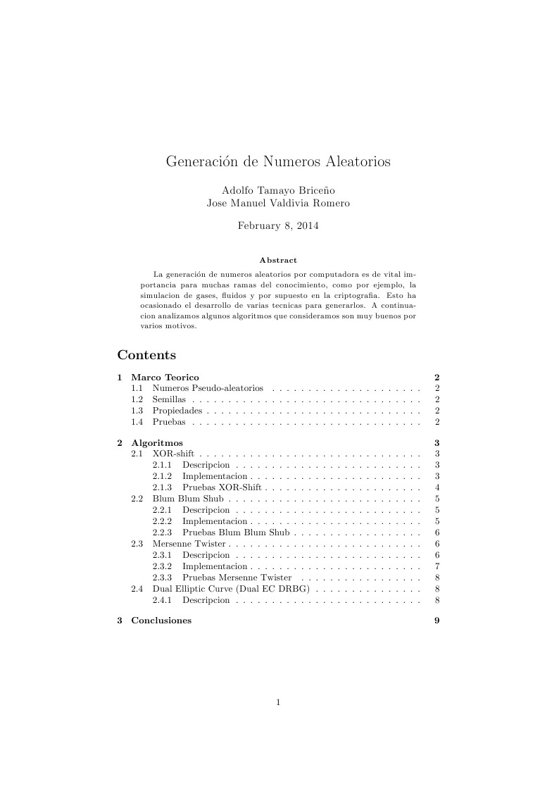 Generación de Numeros Aleatorios