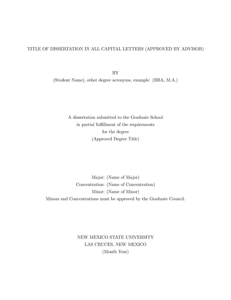 NMSU Department of Mathematics Thesis