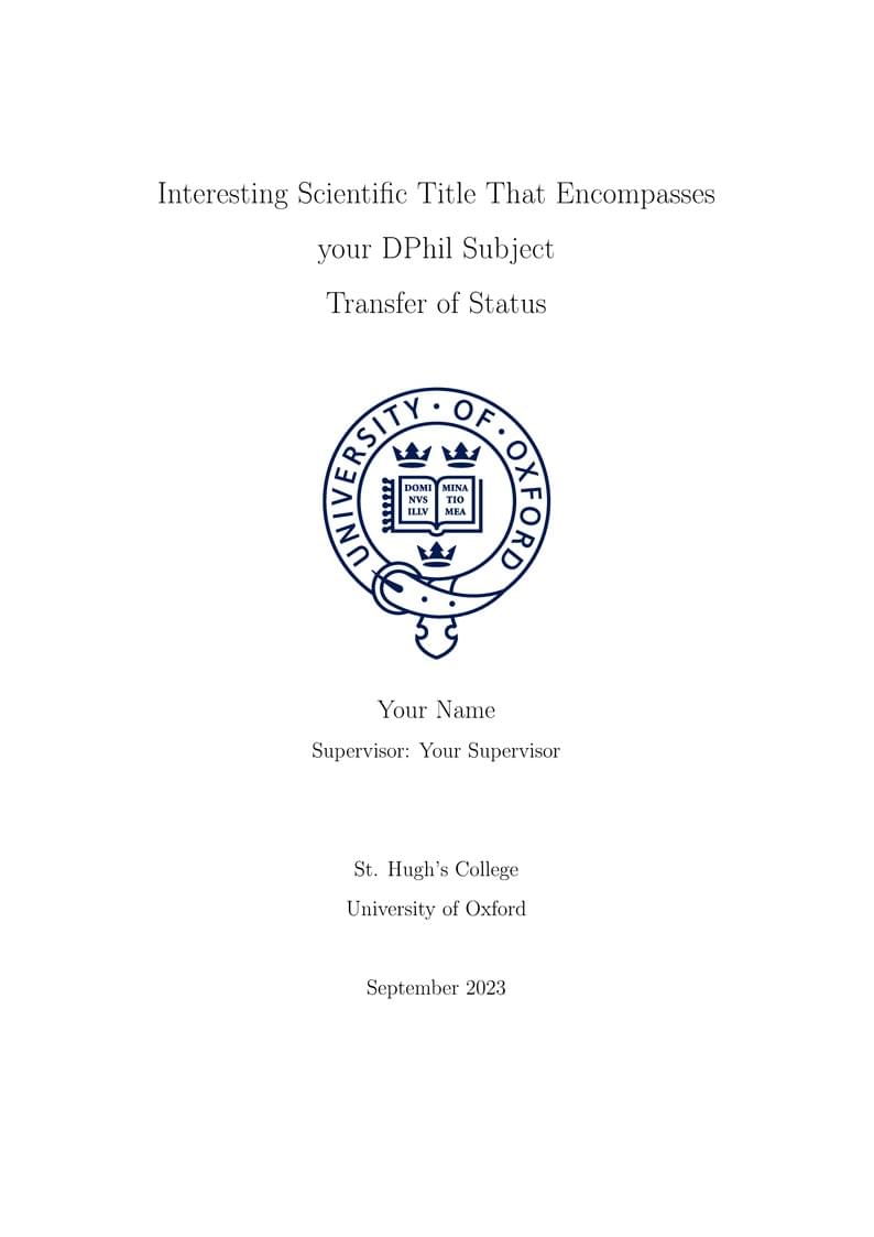 Oxford Transfer of Status Template