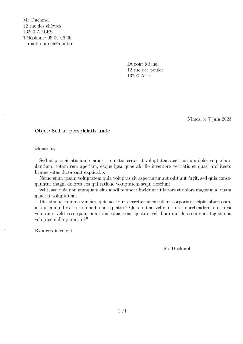 Lettre Koma-Script  publipostage