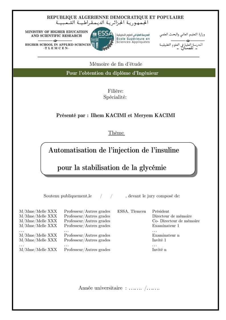 Engineering (Ingéniorat) thesis - ESSAT