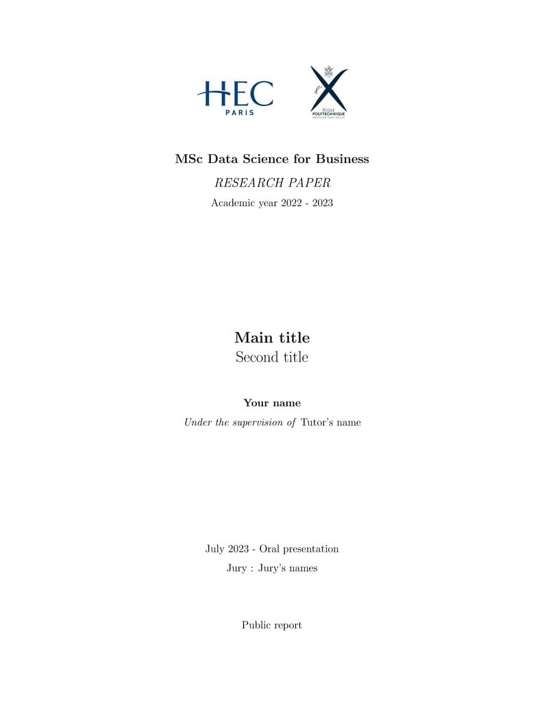 HEC Paris & Polytechnique - DSB - Research paper