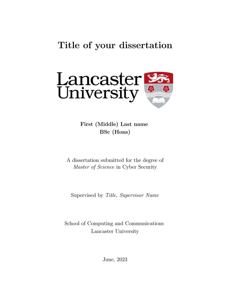 SCC Lancaster University MSc Dissertation Template