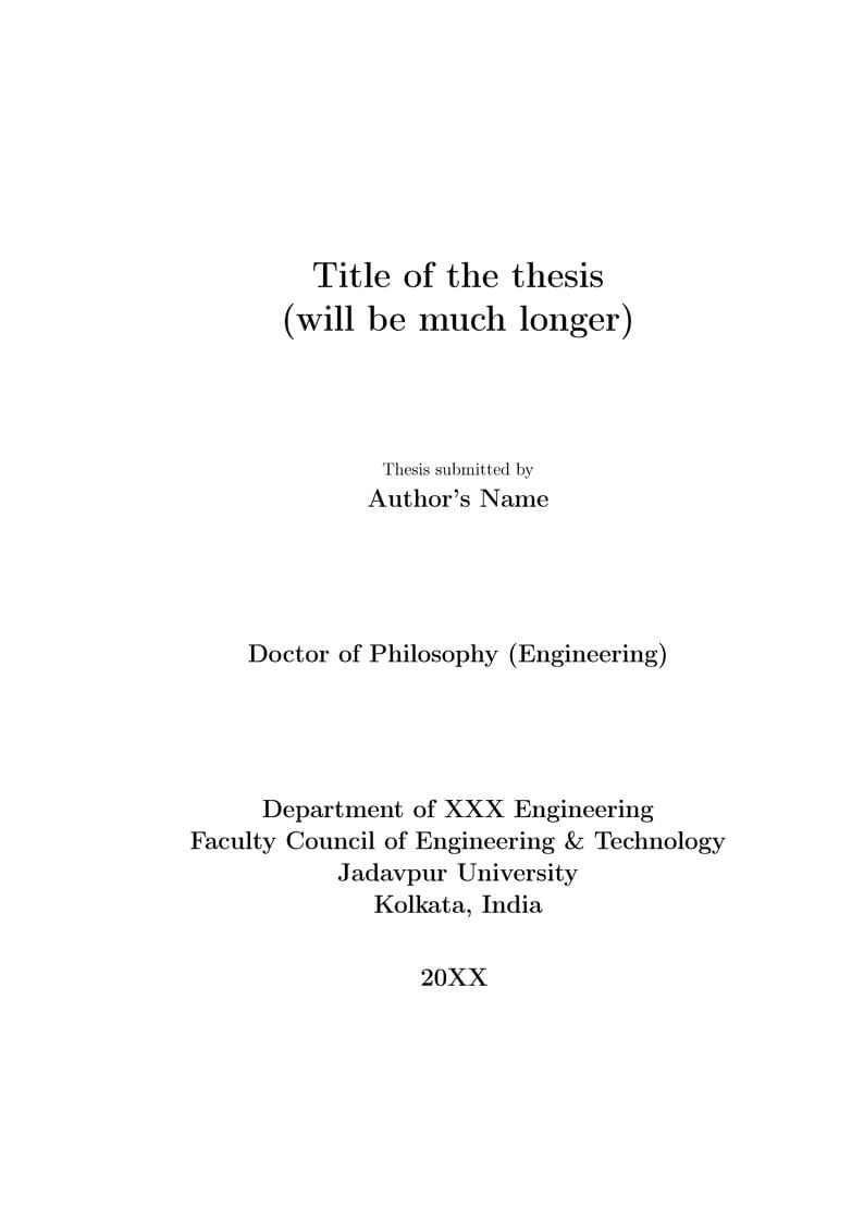 PhD Thesis Template for Neptune Lab at Jadavpur University