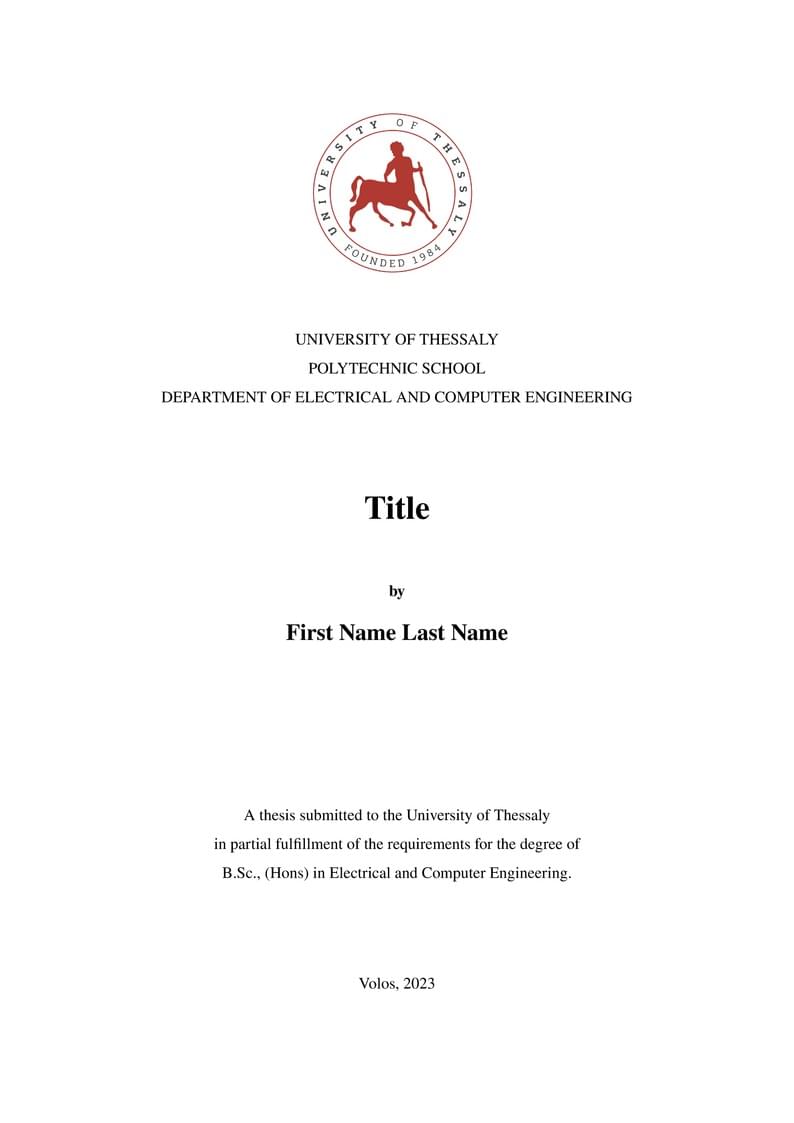 University of Thessaly thesis template