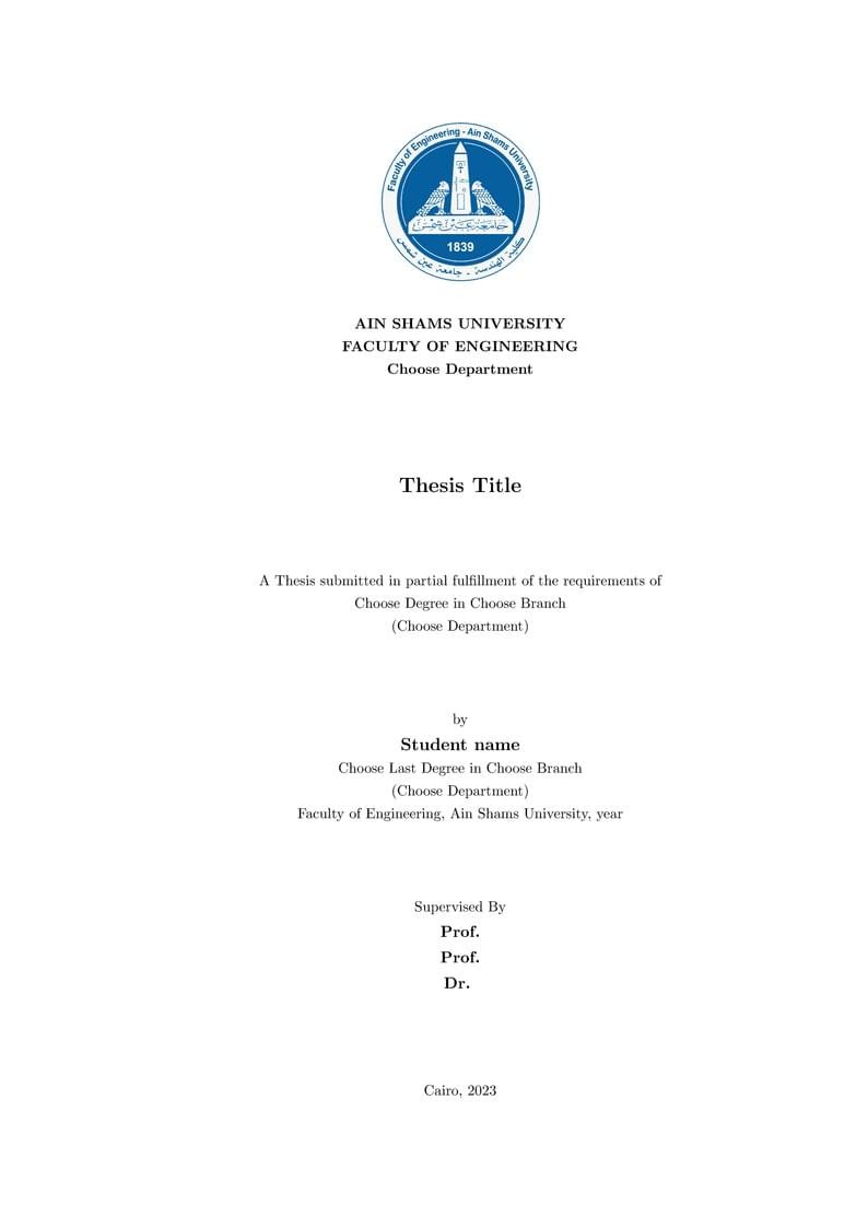Thesis Template (Faculty of Engineering, Ain Shams University)