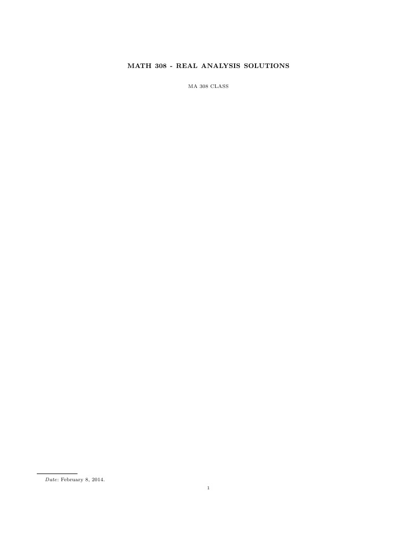 MATH 308 - Real Analysis Solutions