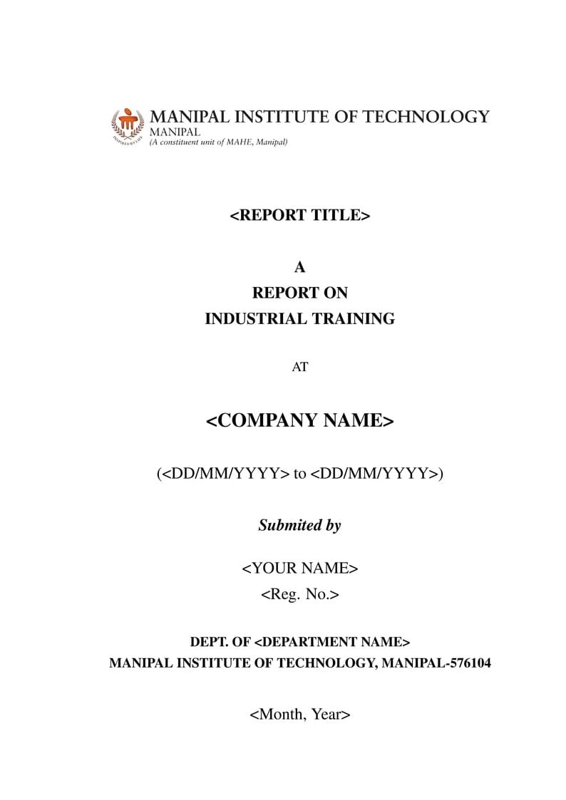 Manipal Institute of Technology, Manipal - ITR Report