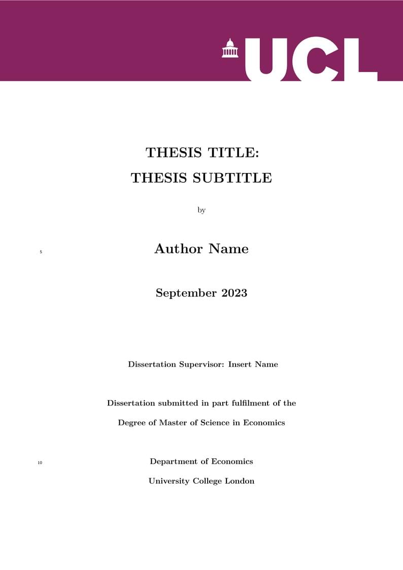 UCL MSc Economics Thesis Template