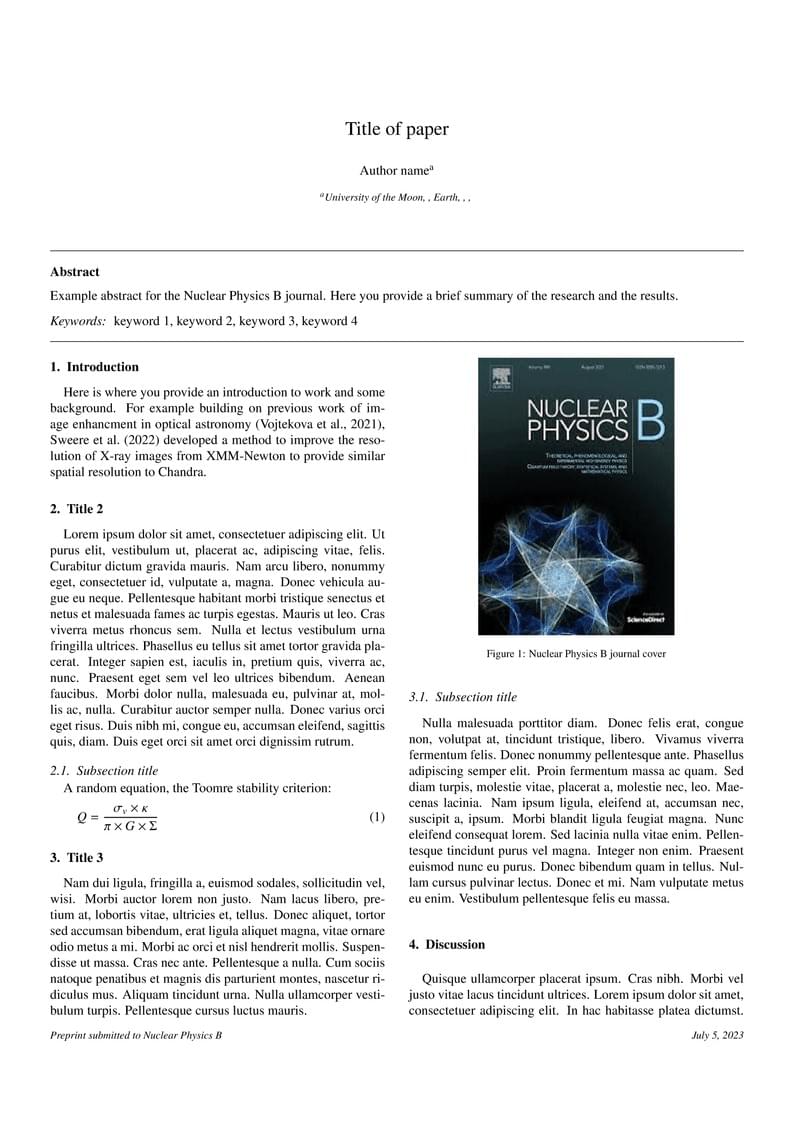 Elsevier Nuclear Physics B journal template
