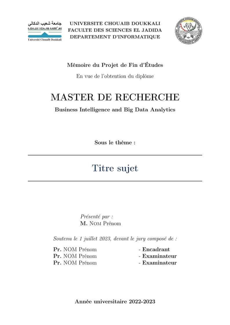 Title page - Chouaib Doukkali University 2023