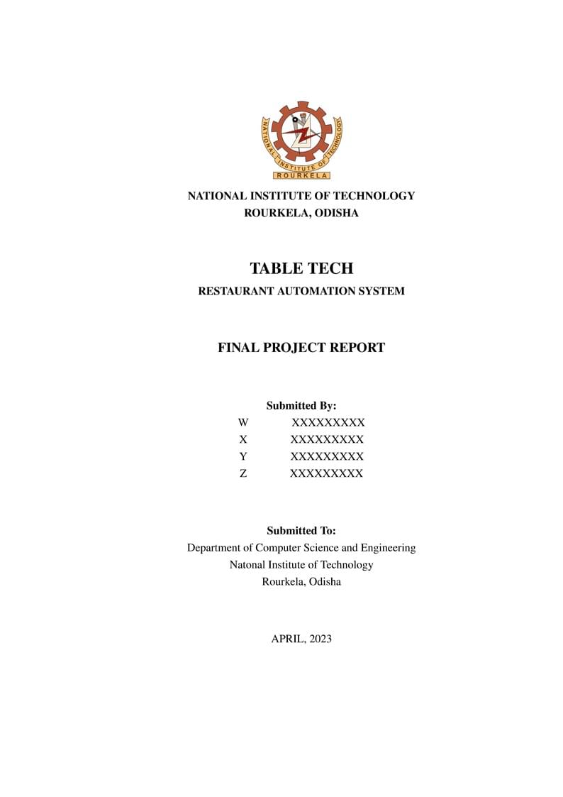 NIT Rourkela Project Template