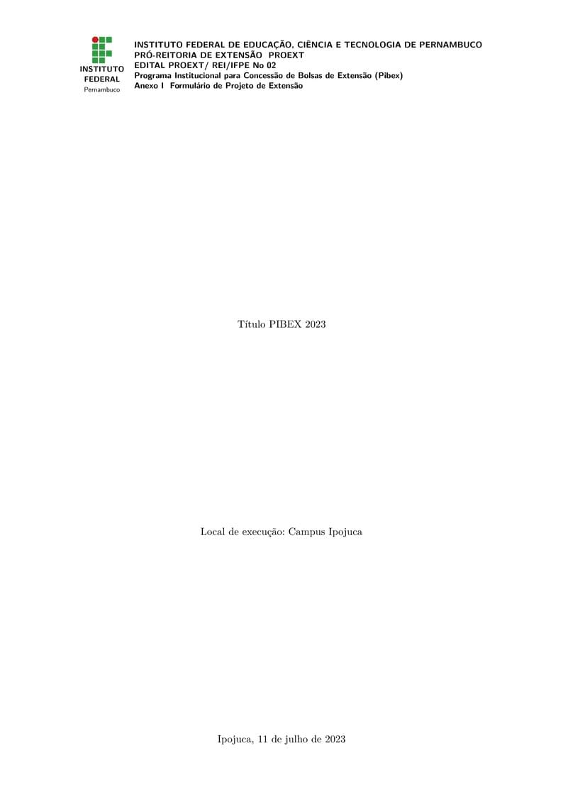 Submissão PIBEX IFPE