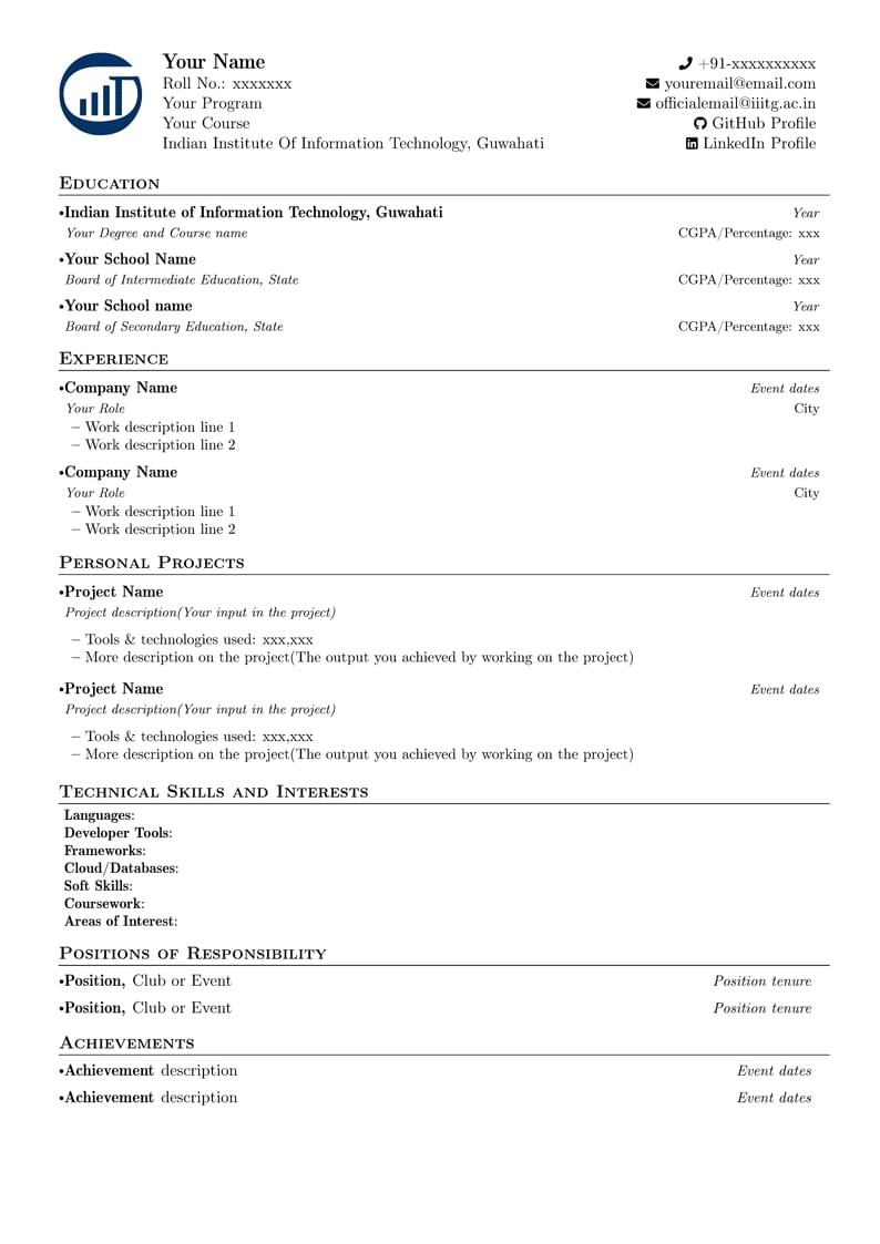 IIIT Guwahati Resume