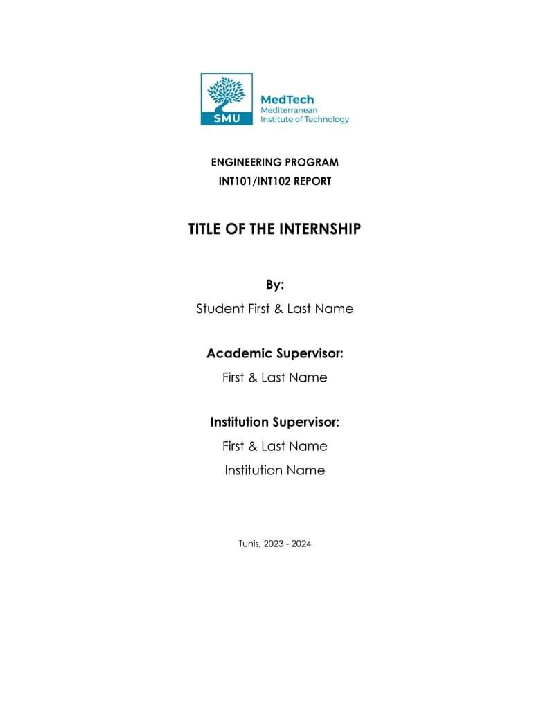 MedTech INT101/102 Internship Report Template