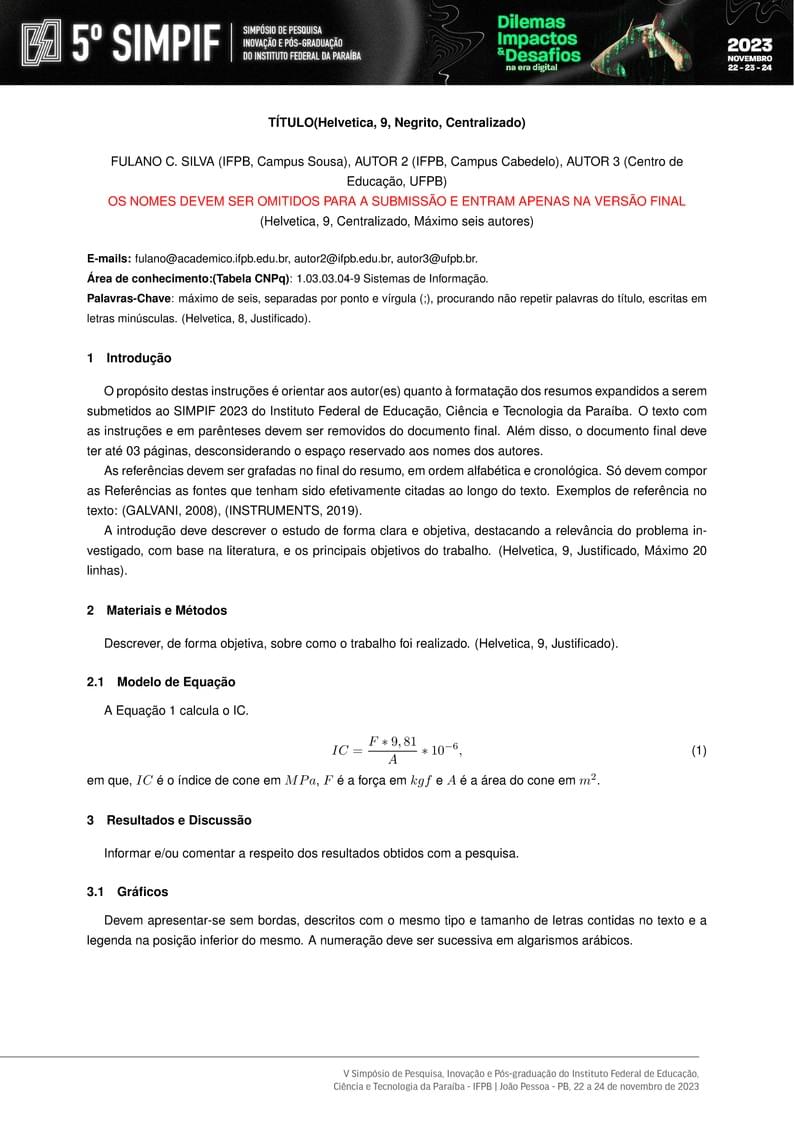 Template SIMPIF 2023 - IFPB